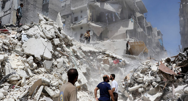 الخراب الذي يخلفه قصف الطائرات لأحياء المدنيين في المدن السورية