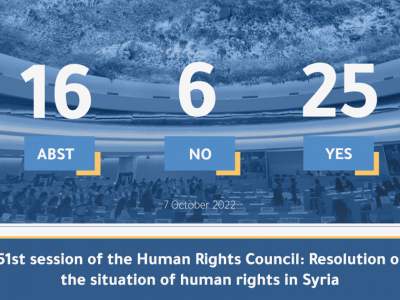 صدور القرار الخاص بسوريا عن مجلس حقوق الإنسان الدورة 51[EN]